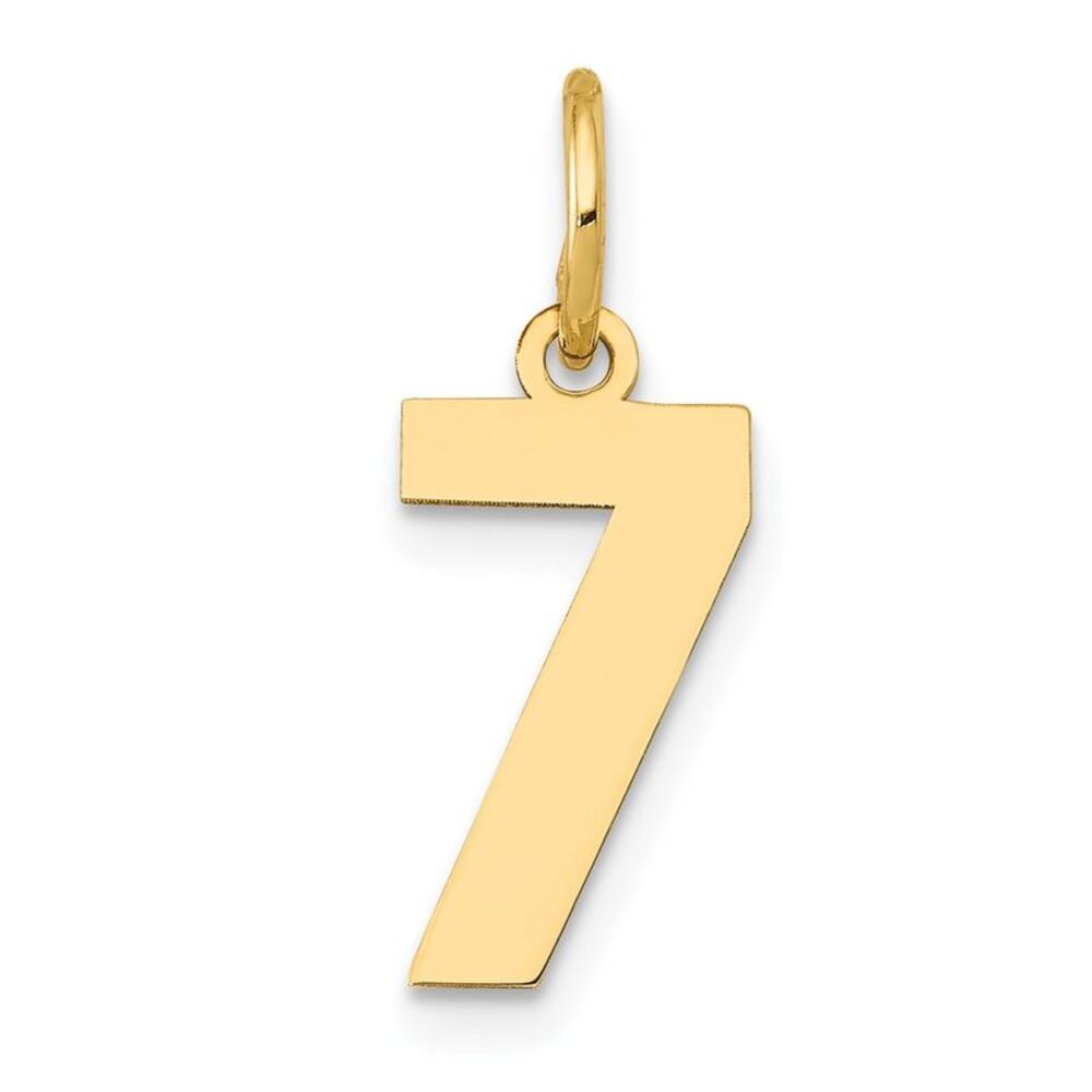 14k Yellow Gold, Athletic Collection, Small Polished Number 7 Pendant